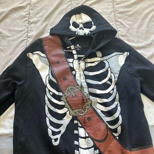 Disney Parks Pirates of the Caribbean Skeleton Zip Up Hoodie Jacket Xl